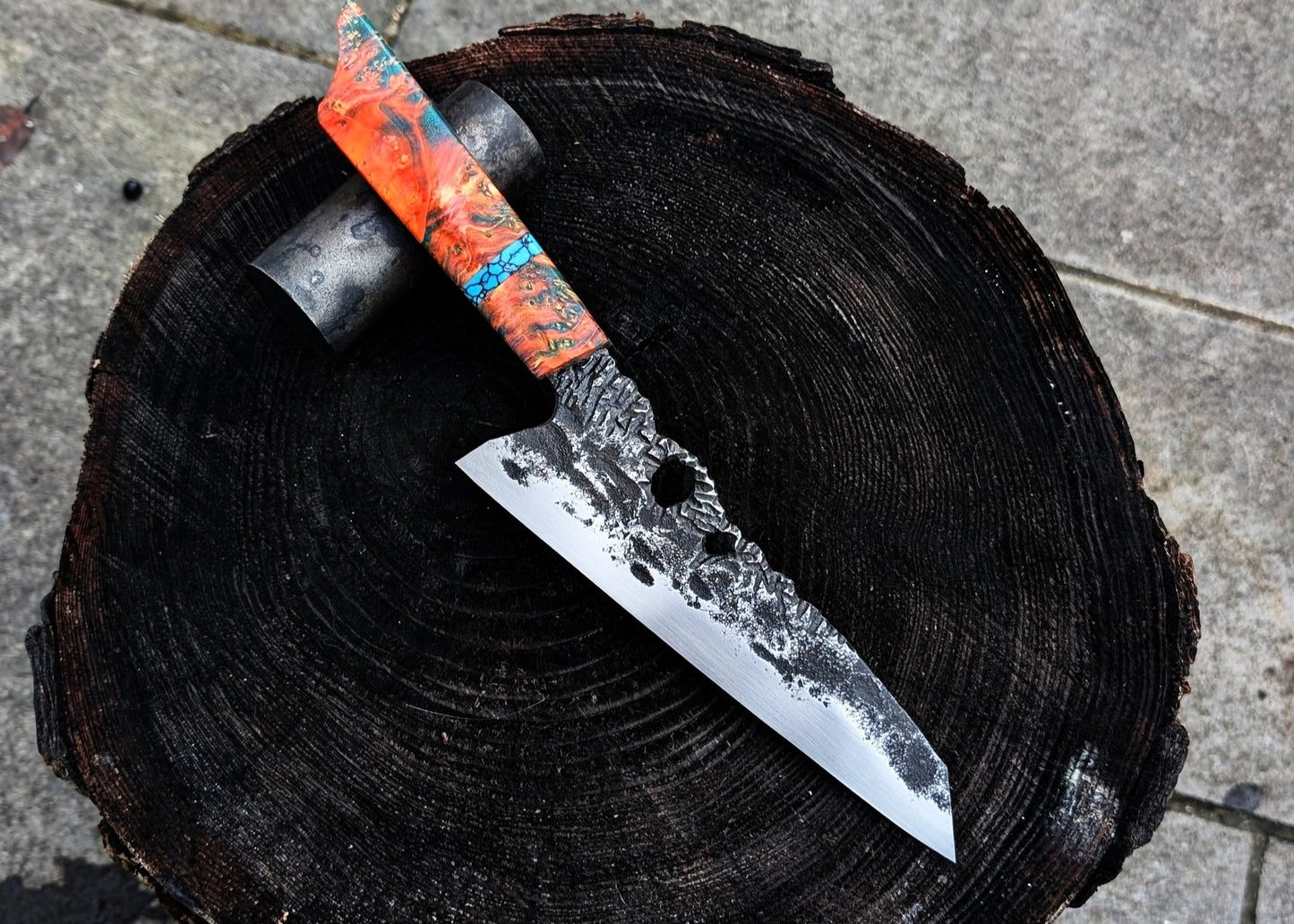 Chef knife - blue and orange handle