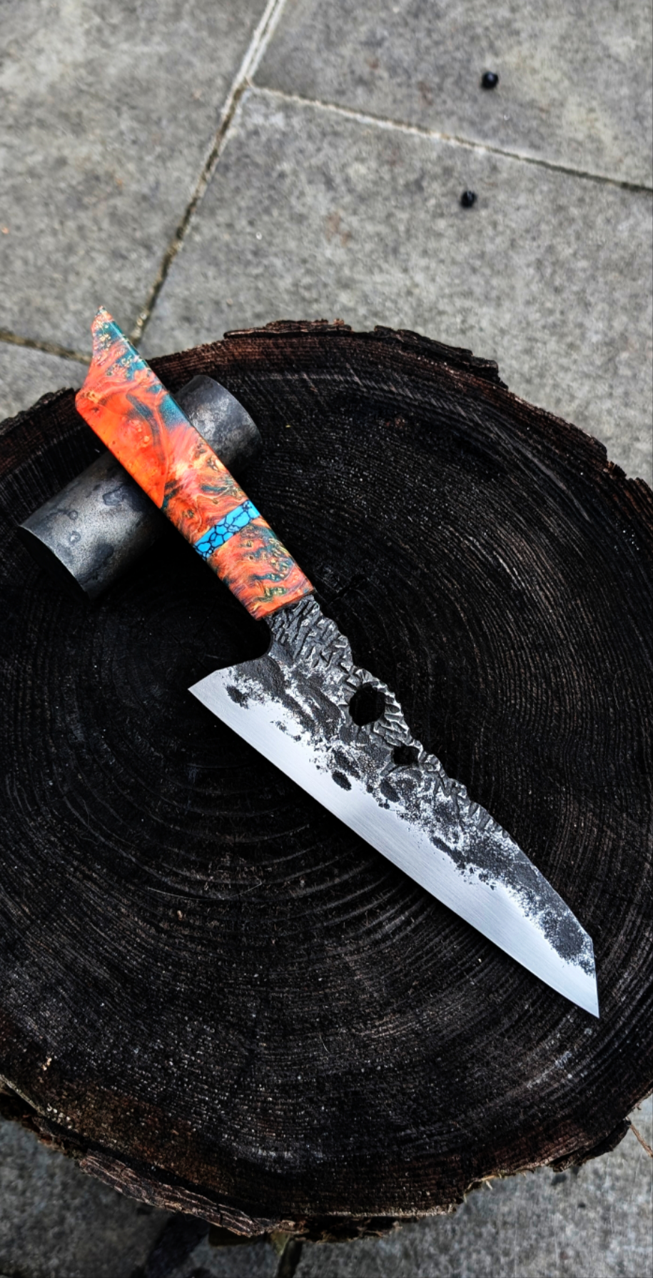 Chef knife - blue and orange handle