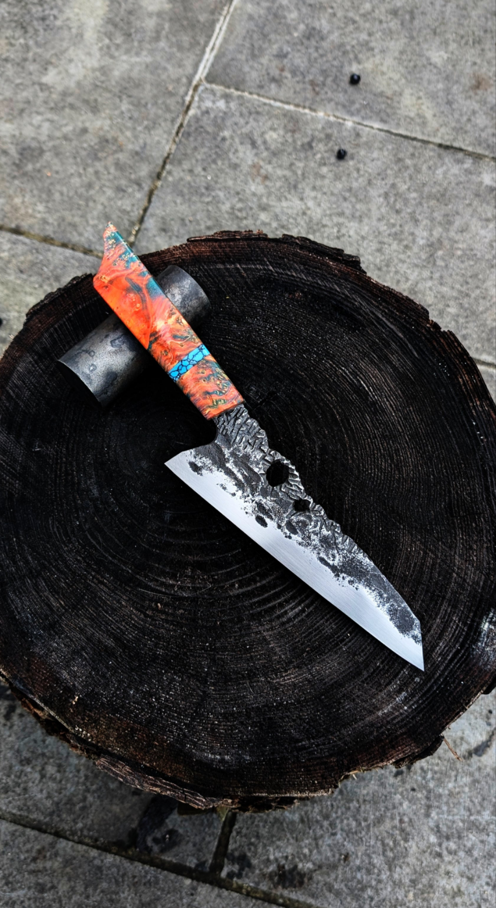 Chef knife - blue and orange handle