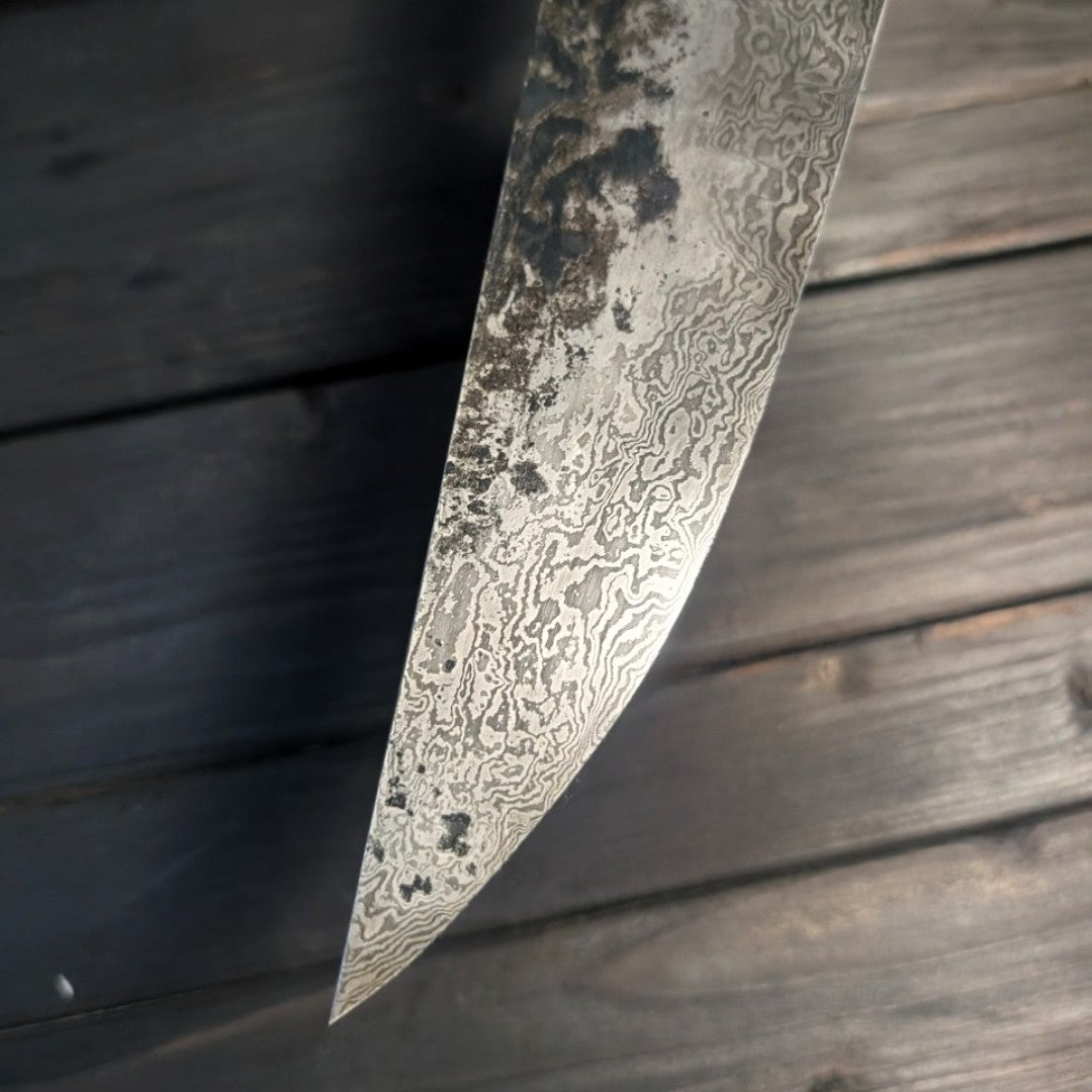 Chef knife - Damascus steel blade with a true stone handle spacer