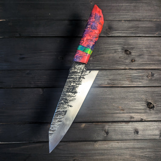 Chef knife - high carbon blade and synthetic opal spacer