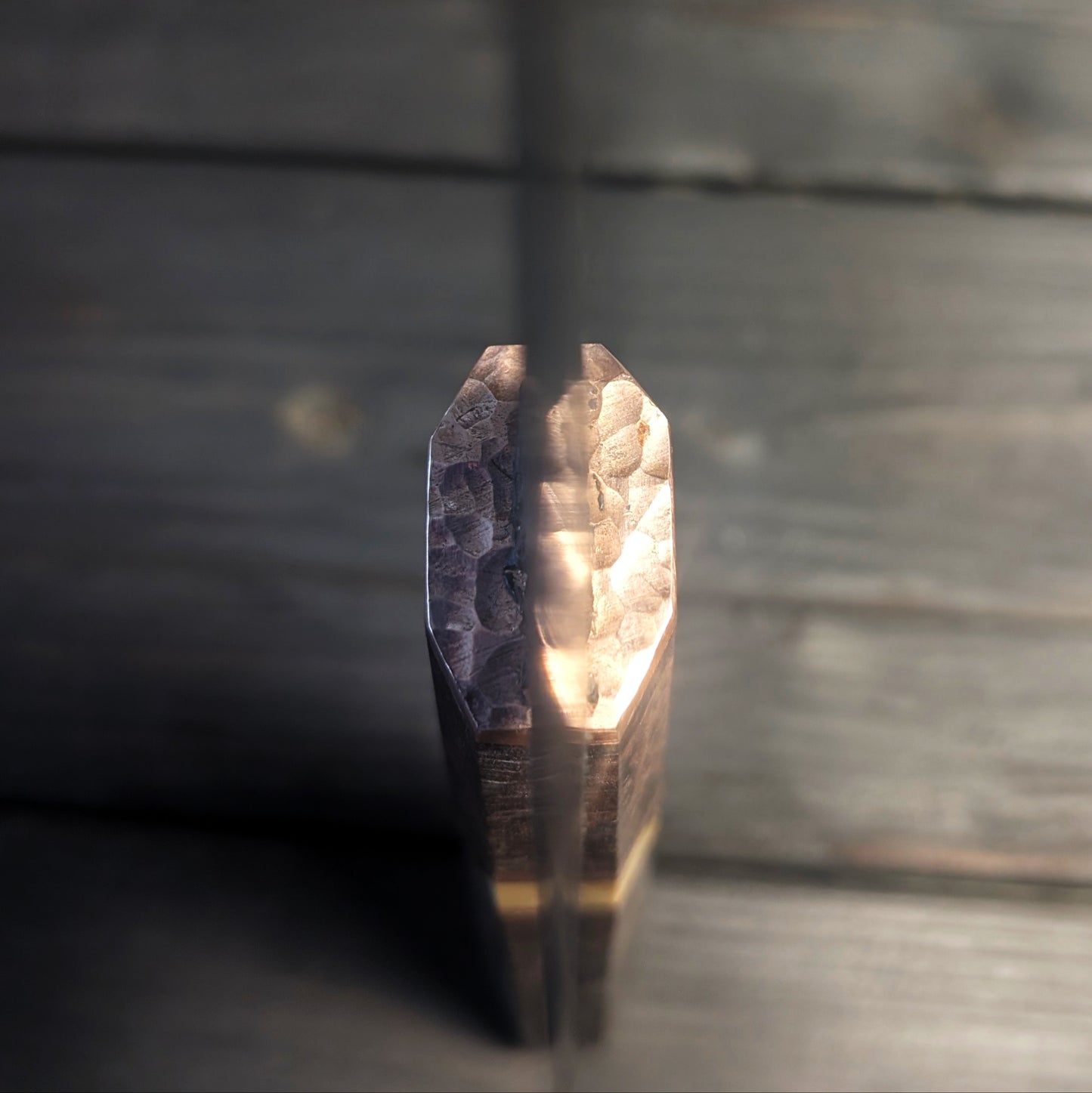 Damascus carver with copper and mammoth tooth handle