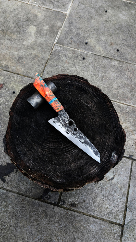 Chef knife - blue and orange handle