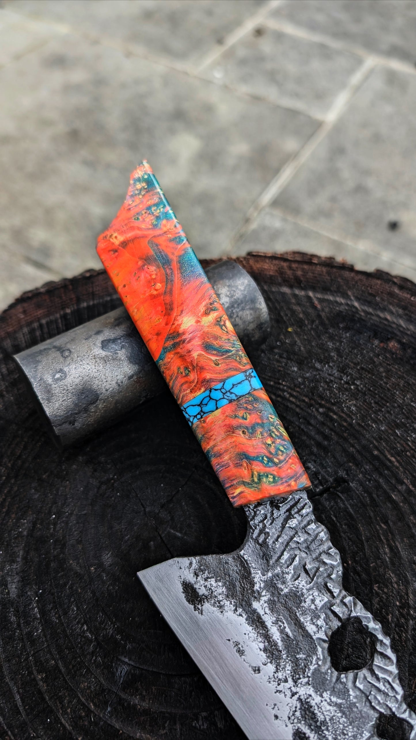 Chef knife - blue and orange handle