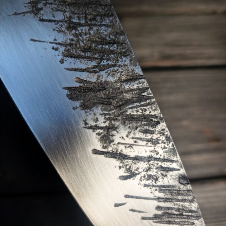 Chef knife - high carbon blade and synthetic opal spacer